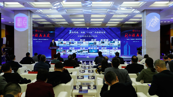 新華網(wǎng)股份有限公司董事長(zhǎng)、總裁田舒斌做推介展示